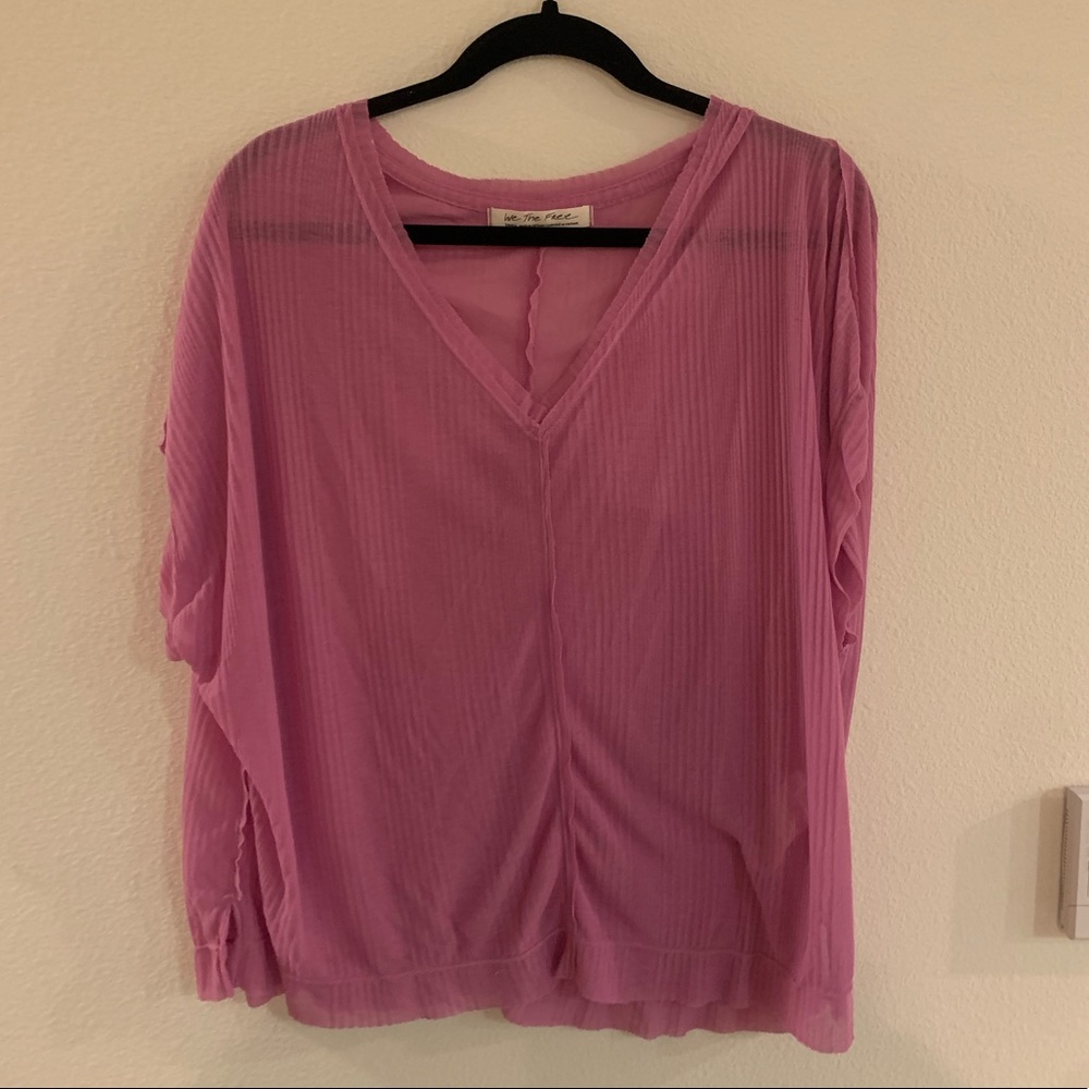 NWOT Free People Pink Ribbed Top